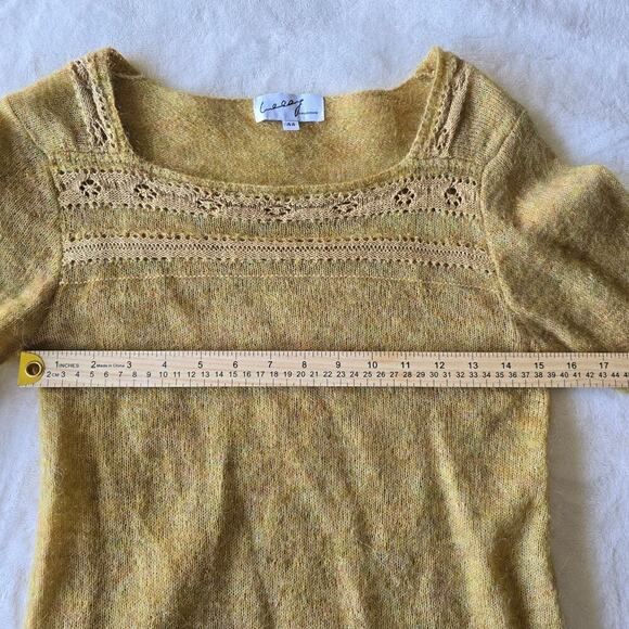 Women's Mohair Blend Knit Sweater Sz XS Mustard Yellow Boho Soft Cozy Layering - Picture 5 of 10
